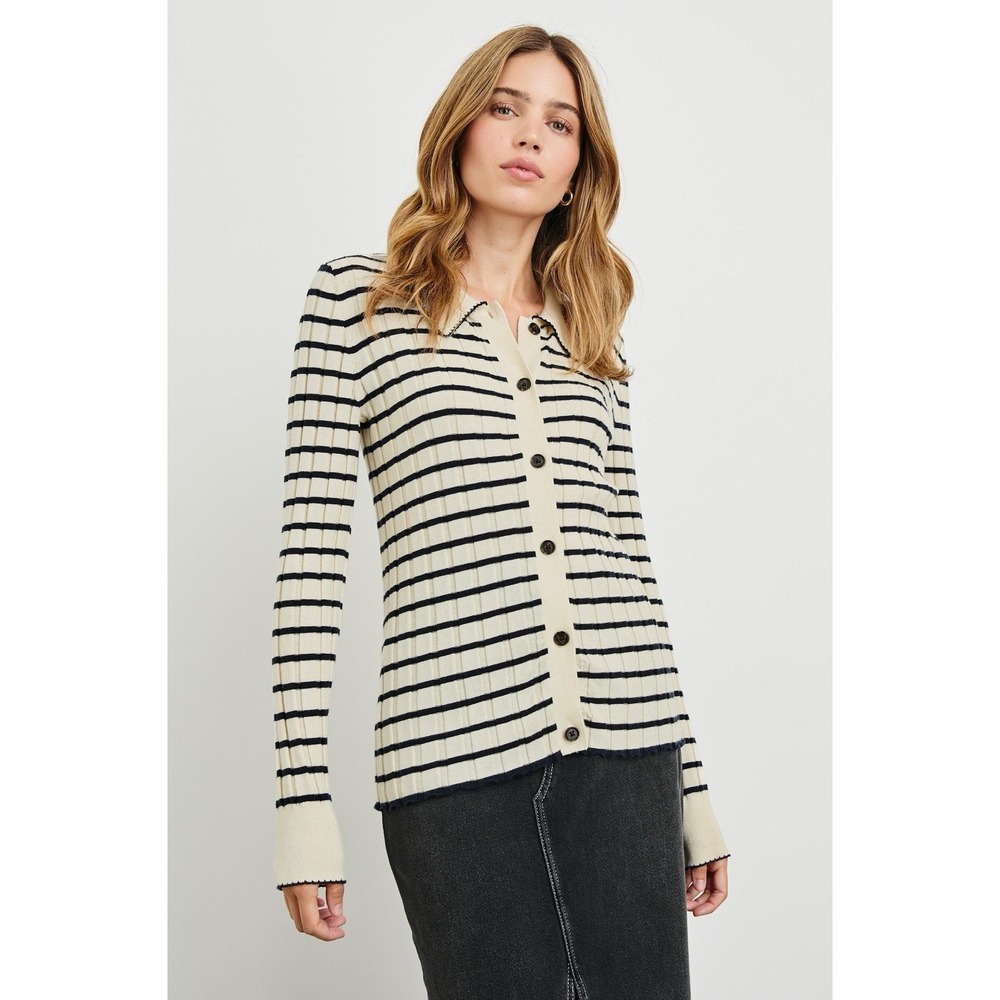 Rails cardigan Aurelia Top Ivory Navy Stripe Size L